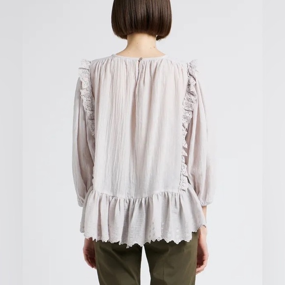 Masscob CATARINA - White Loose-fit cotton blouse with round neck Small - Picture 3 of 16